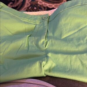 Talbots 22WP Green Button-Front Cropped Pants